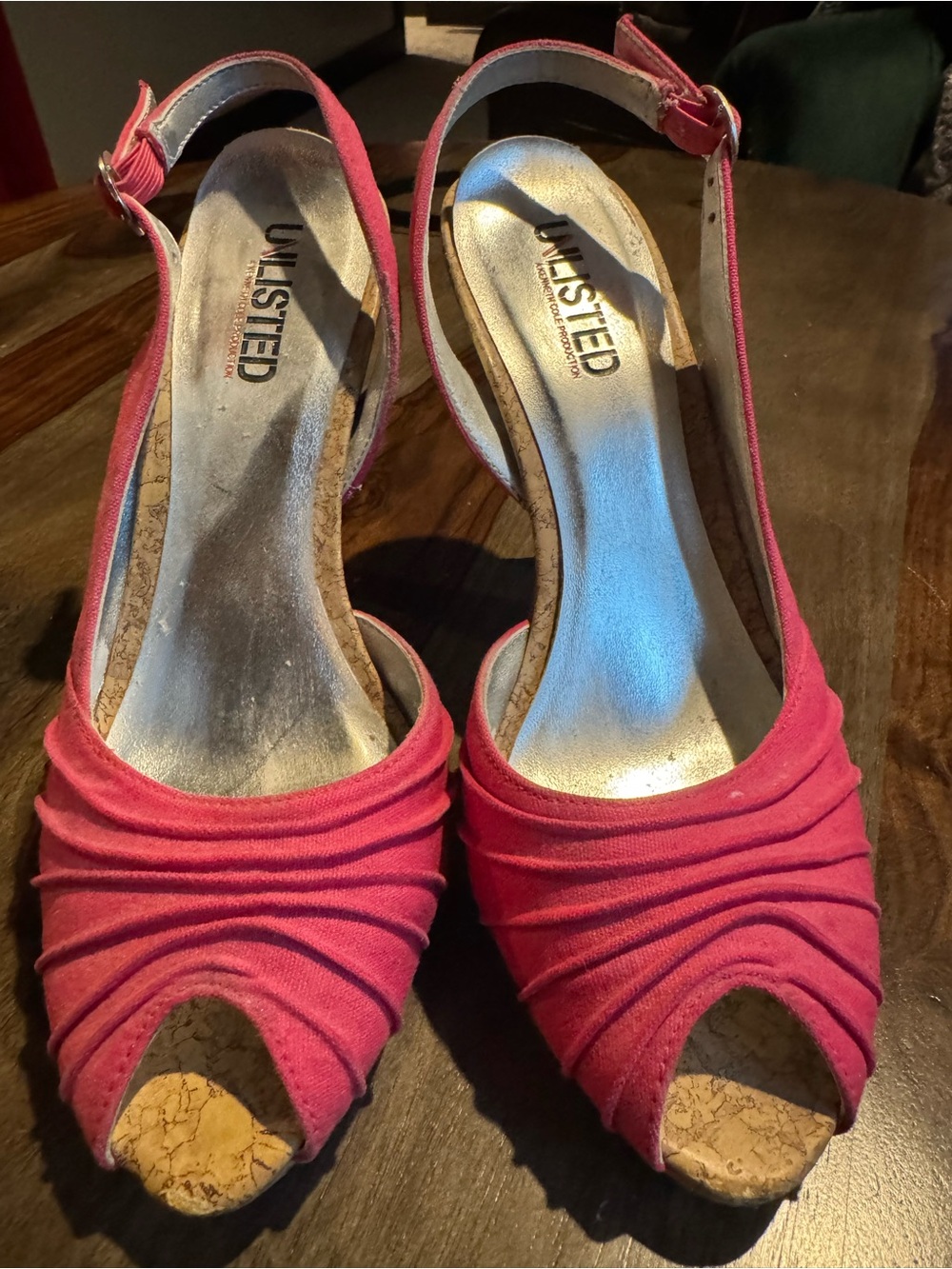 UNLISTED by Kenneth Cole Pink Peep-Toe Slingback Wedges size 7